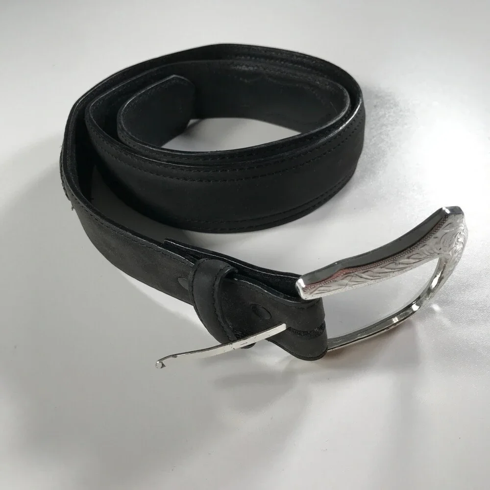 DDD 3D Leather Belt Western Black Black Brown Cowboy Rodeo 36-40'
